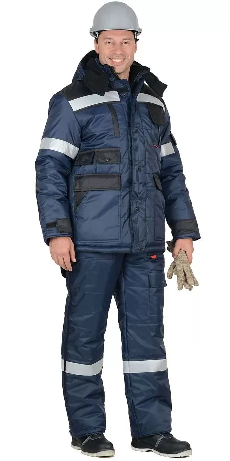 Зимний костюм «БЕРКУТ» куртка и полукомбинезон синий с чёрным