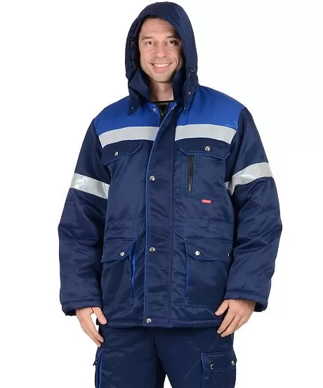 Зимний костюм «ТИТАН» куртка длинная и полукомбинезон синий с васильковым СОП 50 мм
