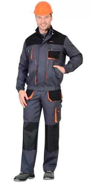 Куртка "МАНХЕТТЕН" короткая, темно-серая с оранжевым и черным М