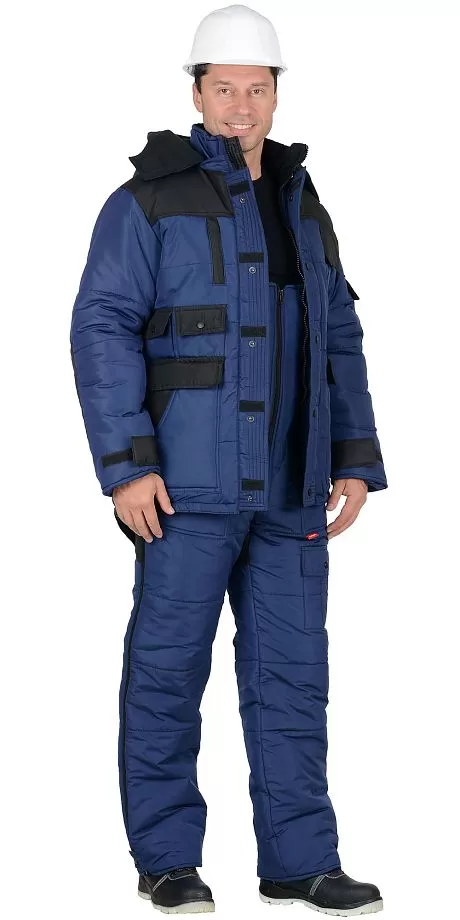 Зимний костюм «БЕРКУТ-ЛЮКС» куртка и полукомбинезон синий с чёрным